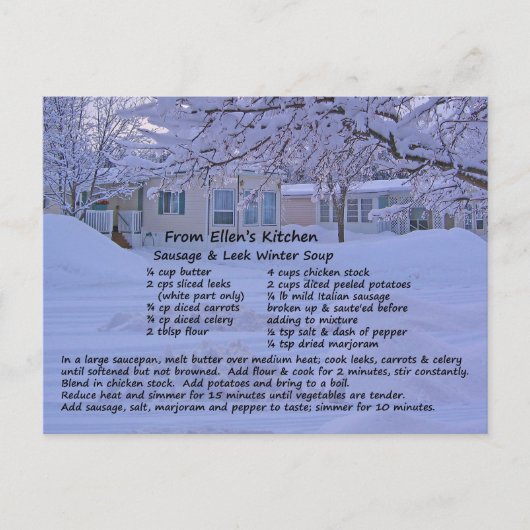 Carte postale Recette Soupe Saucisse & Poireau (Devant)