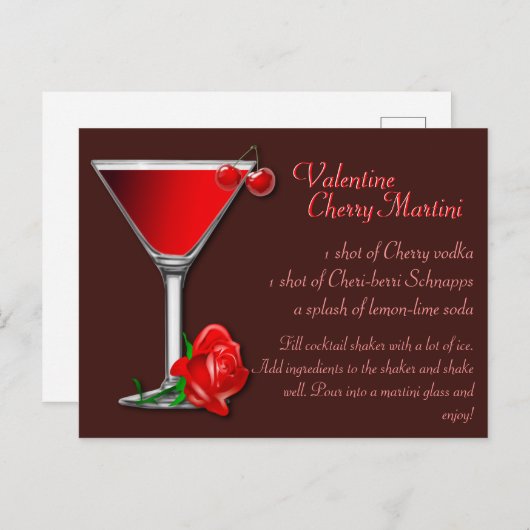 Carte Postale Recette Valentine Cherry Martini (Devant / Derrière)
