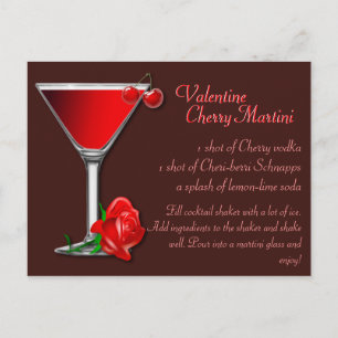 Carte Postale Recette Valentine Cherry Martini