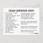 Carte Postale Recettes de Crabe (Dos)