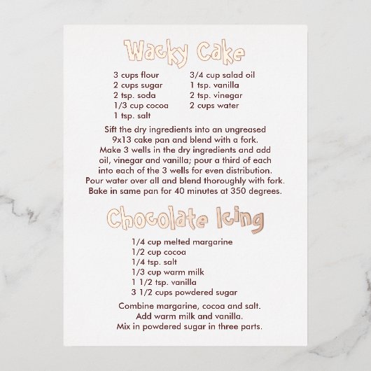 Carte postale Recettes de glaçage au gâteau et au  (Recto)