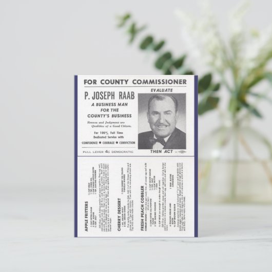 Carte Postale Recettes de l'Orchard de Joe Raab et publicité pol (Debout devant)