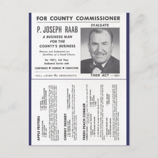 Carte Postale Recettes de l'Orchard de Joe Raab et publicité pol (Devant)