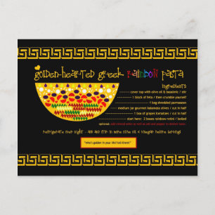 Carte Postale Recettes riches - PÂTES GRECQUES COUVERTES D'OR