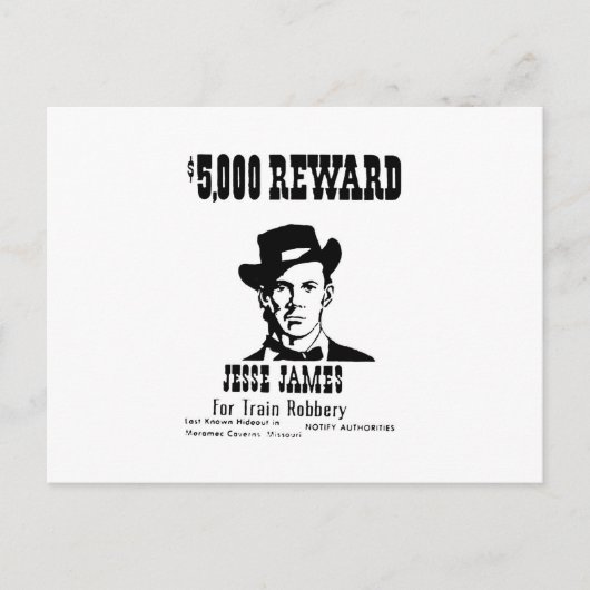 Carte Postale Recherché Jesse James (Devant)