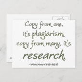 Carte Postale Recherche ou plagiat ? (Devant / Derrière)