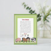 Carte Postale Recherche Word sur les animaux de ferme (Debout devant)