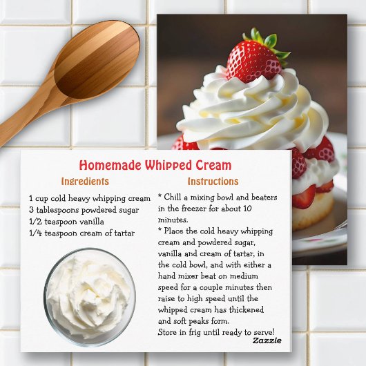 Carte Postale Recipe Card for Homemade Whipped Cream