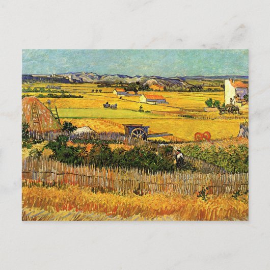 Carte Postale Récolte à la La Crau - Van Gogh (Devant)