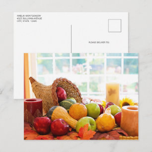 Carte Postale Récolte classique de la table de Thanksgiving en a