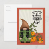 Carte Postale Récolte d'automne de gratitude Gnome (Devant / Derrière)
