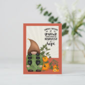 Carte Postale Récolte d'automne de gratitude Gnome (Debout devant)