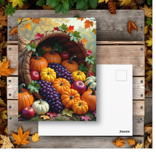 Carte Postale Récolte d'automne et corne d'abondance des bénédic