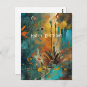 Carte Postale Récolte d'automne sarcelle rouille or abstrait Ann (Devant / Derrière)