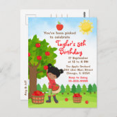 Carte Postale Récolte de pommes d'anniversaire Fille afro-améric (Devant / Derrière)