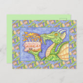 CARTE POSTALE RÉCOLTE D'INCENDIE DRAGON ÉCLAIRANT LES BOUGIES D' (Devant / Derrière)
