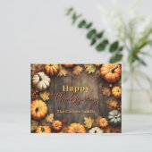 Carte Postale Récolte Rustique Automne Citrouilles et Feuilles B (Debout devant)