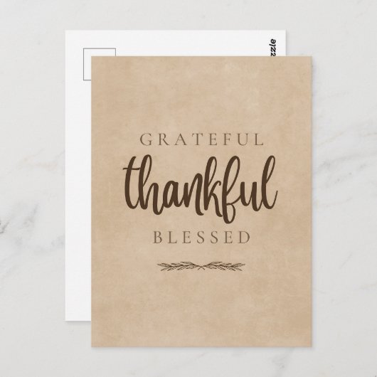 Carte Postale Reconnaissant Merci Bénis Brun (Devant / Derrière)