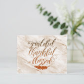 Carte Postale Reconnaissant Merci Bénis Moderne Marbre Plume (Debout devant)