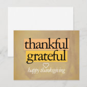 Carte Postale reconnaissant reconnaissant: joyeux thanksgiving (Devant / Derrière)