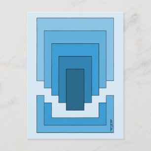 Carte Postale Rectangle Abstrait en bleu