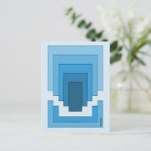 Carte Postale Rectangle Abstrait en bleu (Debout devant)