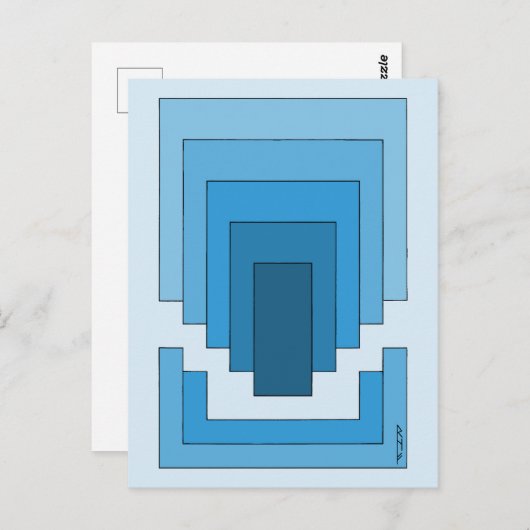 Carte Postale Rectangle Abstrait en bleu (Devant / Derrière)