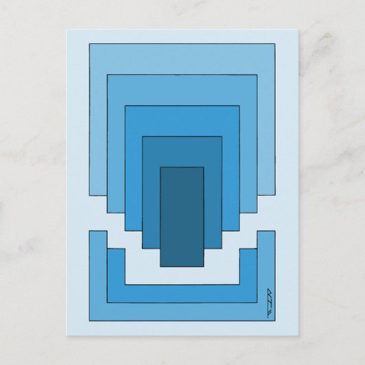 Carte Postale Rectangle Abstrait en bleu (Devant)