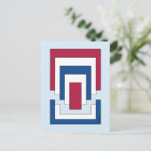 Carte Postale Rectangle Abstrait en rouge, blanc et bleu (Debout devant)