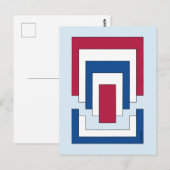 Carte Postale Rectangle Abstrait en rouge, blanc et bleu (Devant / Derrière)