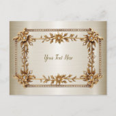 Carte Postale Rectangle doré Fleurs Dimonées brillantes (Devant)