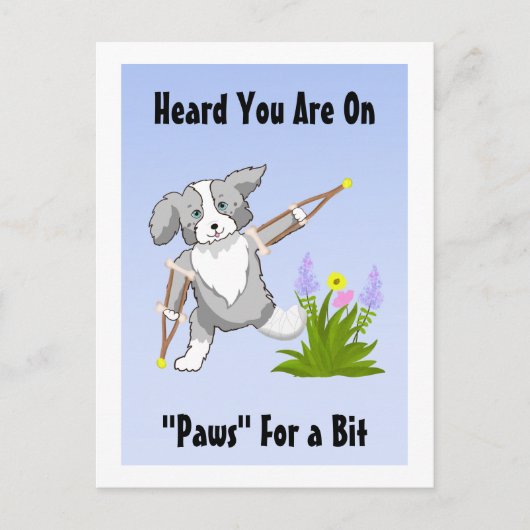 Carte Postale Récupération rapide Collie sur Crutches (Devant)