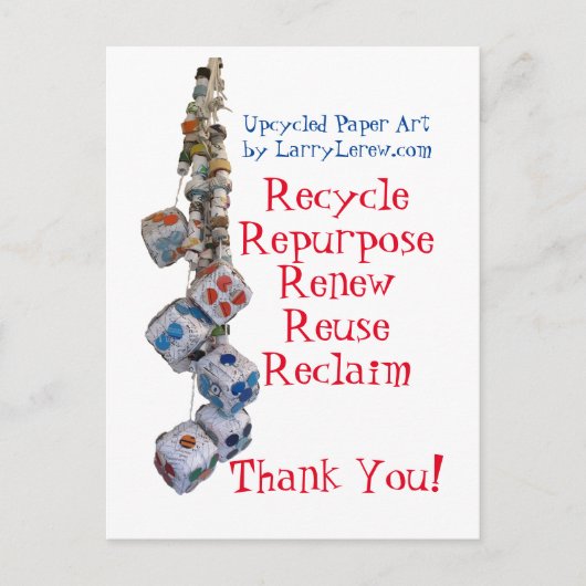 Carte Postale Recycler, Réparer, Renouveler, Réutiliser, Récupér (Devant)