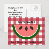 Carte Postale Red À damiers Nappe Watermelon Invitation (Devant / Derrière)