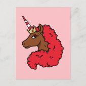 Carte Postale Red Afro Unicorn (Devant)