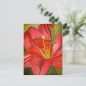 Carte Postale Red Alert Lily aquarelle peinture de fleur (Debout devant)