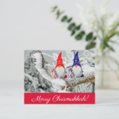 Carte Postale Red and Blue Fun Chrismukkah Santa Elves (Debout devant)