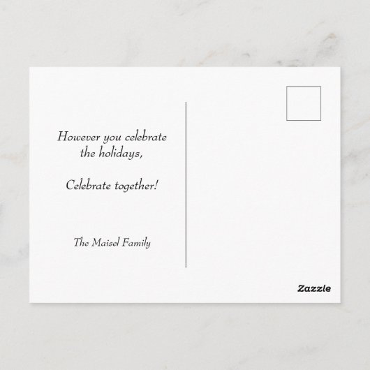 Carte Postale Red and Blue Fun Chrismukkah Santa Elves (Dos)