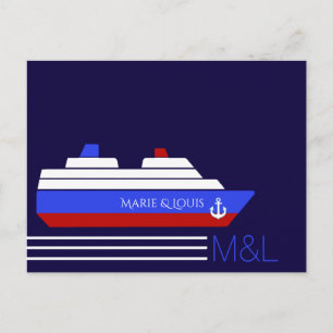 Carte Postale red and blue travel cruise