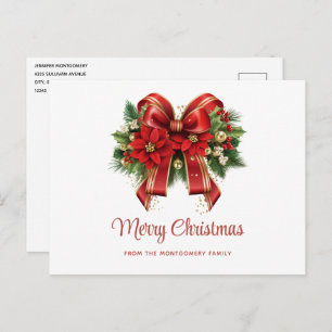 Carte postale Red and Gold Christmas Bow