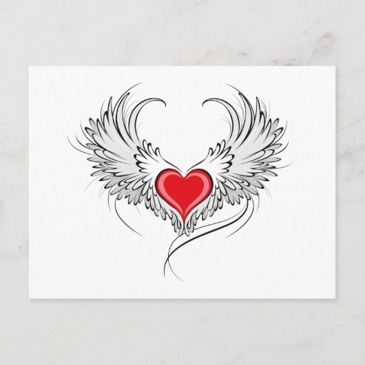 Carte Postale Red Angel Coeur avec ailes (Devant)