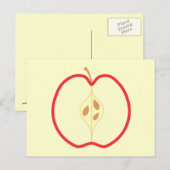 Carte Postale Red Apple Half, sur arrière - plan crème. (Devant / Derrière)