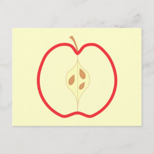 Carte Postale Red Apple Half, sur arrière - plan crème.