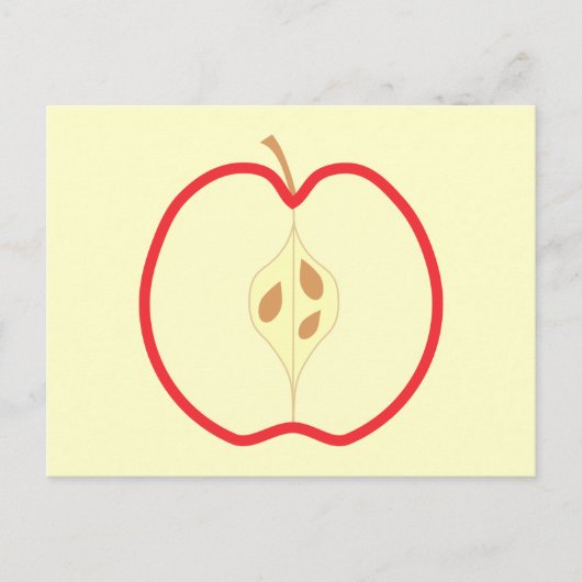 Carte Postale Red Apple Half, sur arrière - plan crème. (Devant)