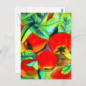 Carte Postale Red Apples aquarelle art original (Devant / Derrière)