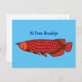 Carte Postale Red Arowana fish cartoon (Devant / Derrière)