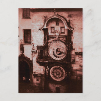 Carte Postale Red Astronomical Clock