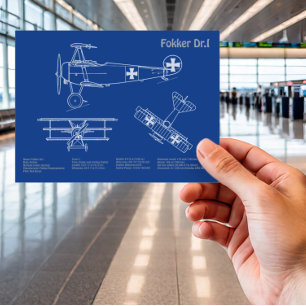 Carte Postale Red Baron Fokker Dr.1 - Plan d'avion AD