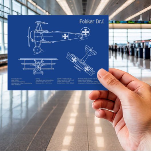 Carte Postale Red Baron Fokker Dr.1 - Plan d'avion AD