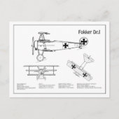 Carte Postale Red Baron Fokker Dr.1 - Plan d'avion BD (Devant)
